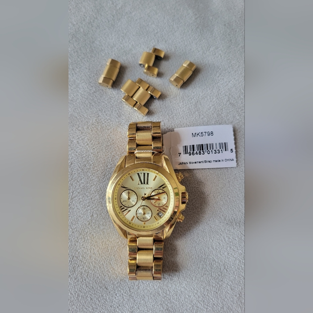 Michael Kors Gold-Tone Mini Bradshaw Watch MK5798 w/extra links